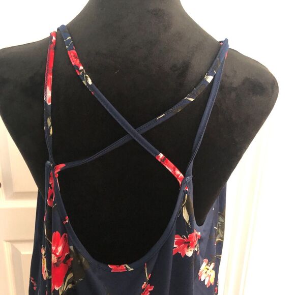 Papermoon‎ Womens Tank Top 3x Blue Floral Sleeveless Blouse Halter Neck NWT - Picture 3 of 8